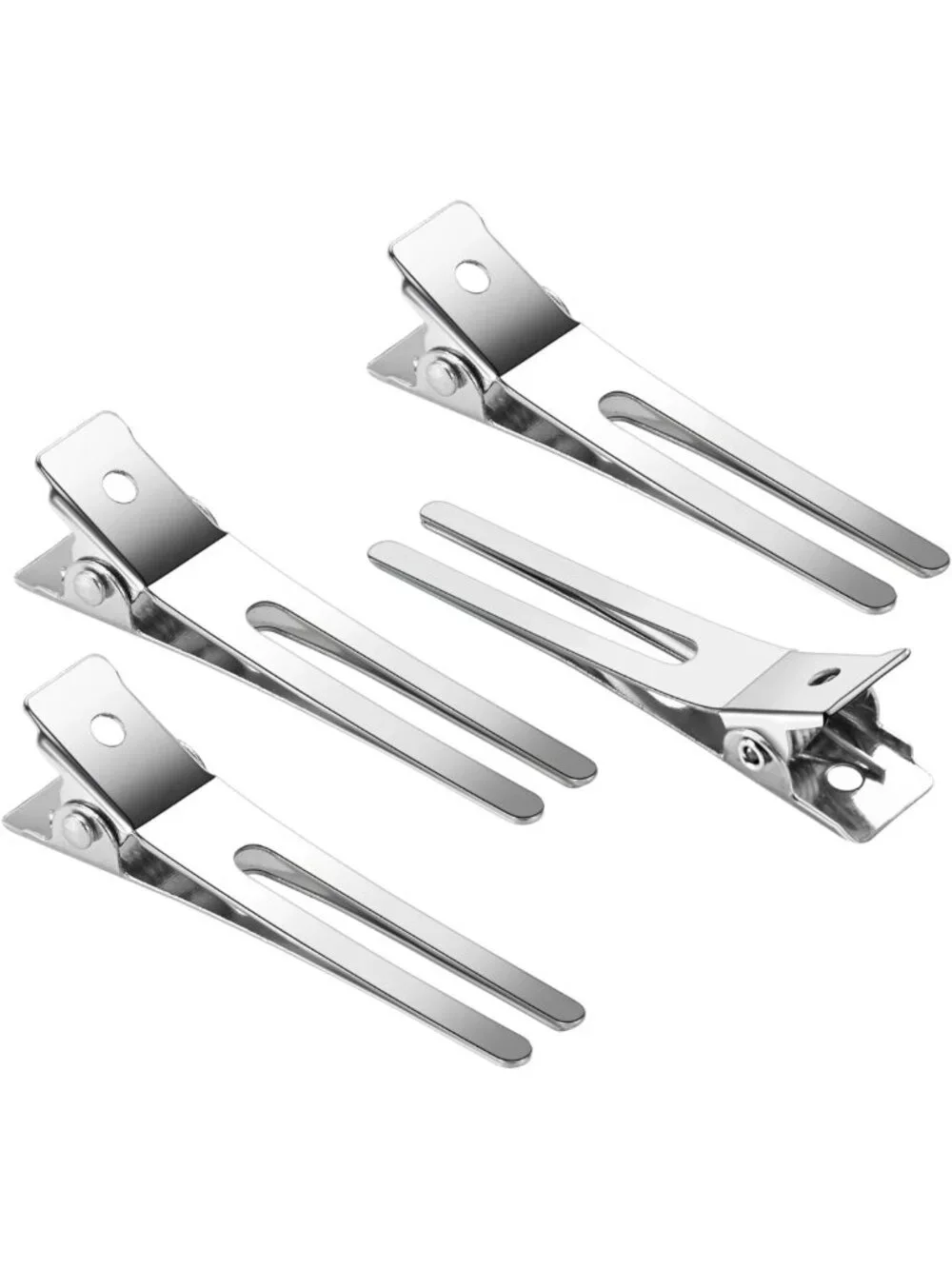 50pcs Metal Double Prong Hair Clips for Styling & Sectioning - Silver Curl Clips